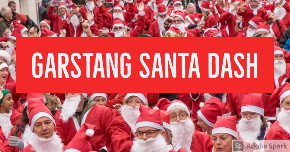 Garstang Santa dash - lots of people dressed as Santa