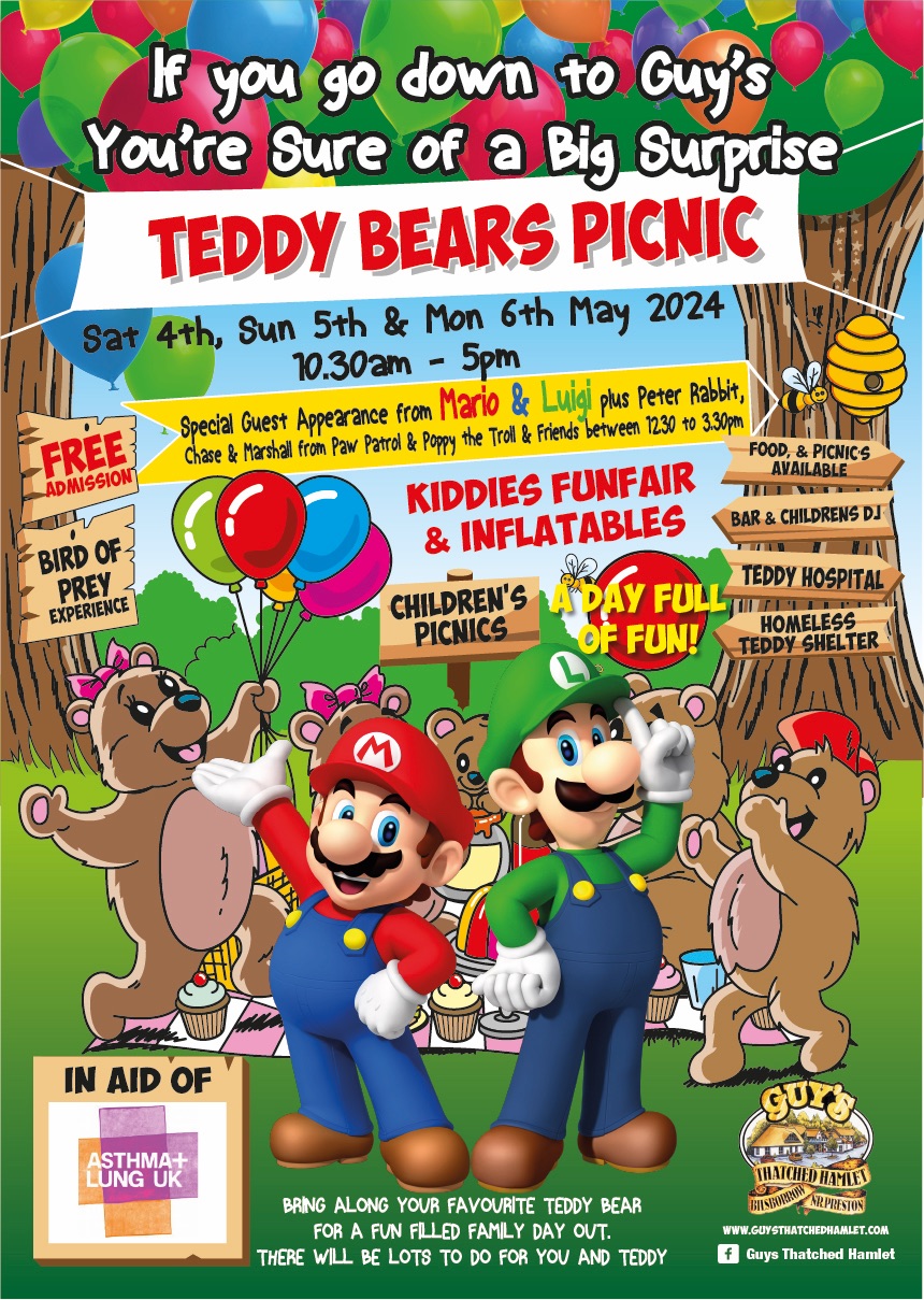 Guys Thatched Hamlet Teddy Bears Picnic event poster