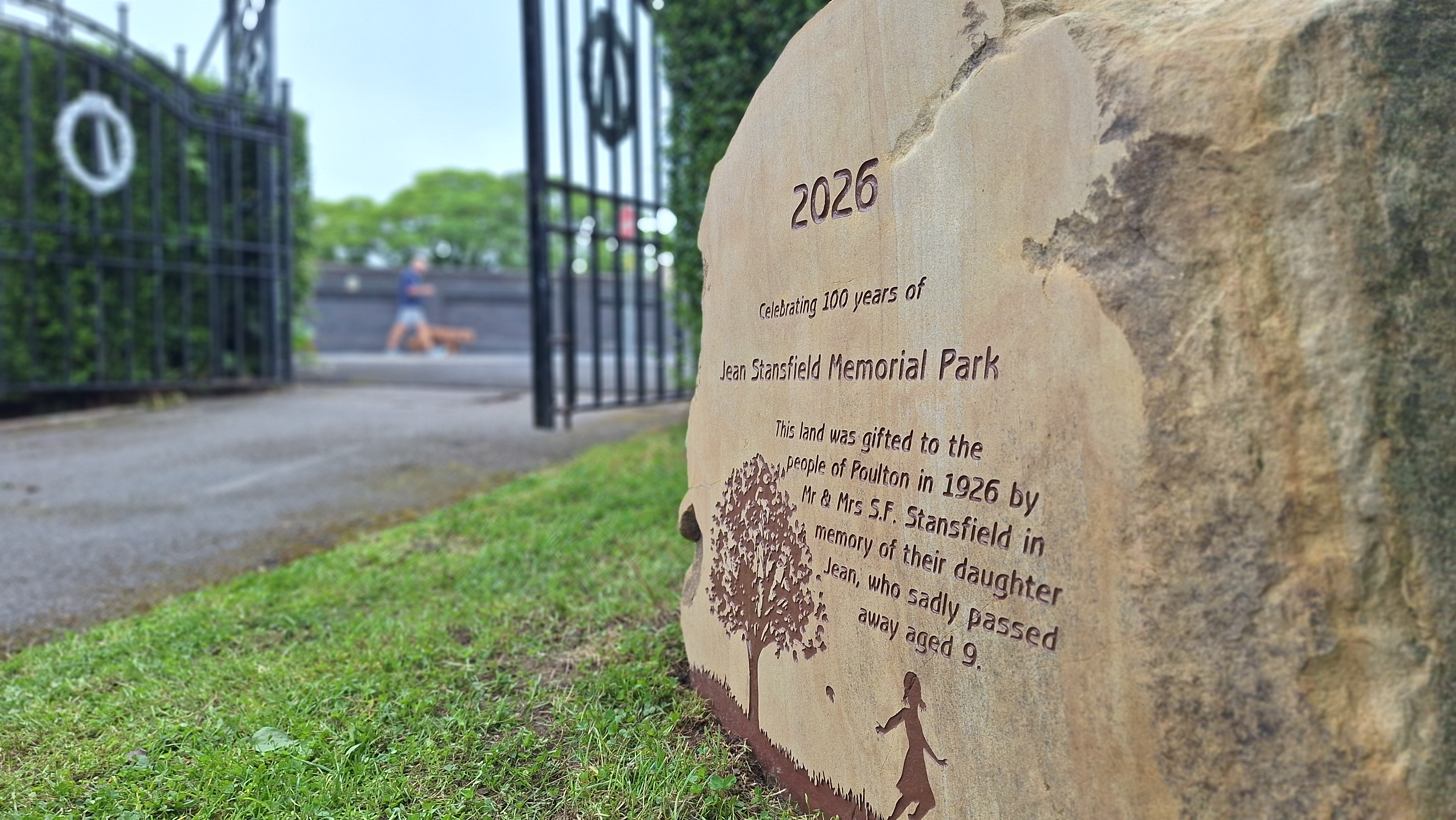 Commemorative stone at Jean Stansfield Park Poulton