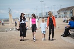 Cleveleys sea front promenade family kids children walking summer