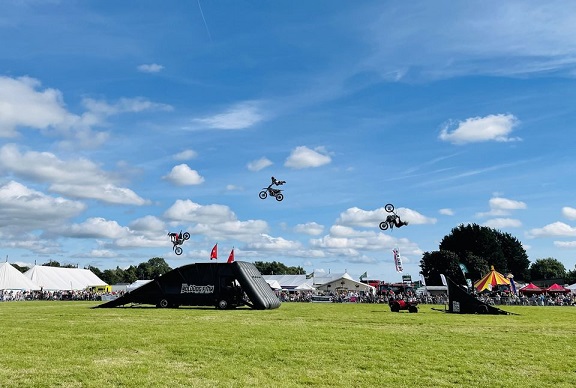 Motorbikes driving over land at Garstang show