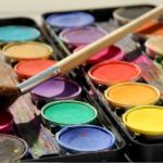 Coloured paint pots