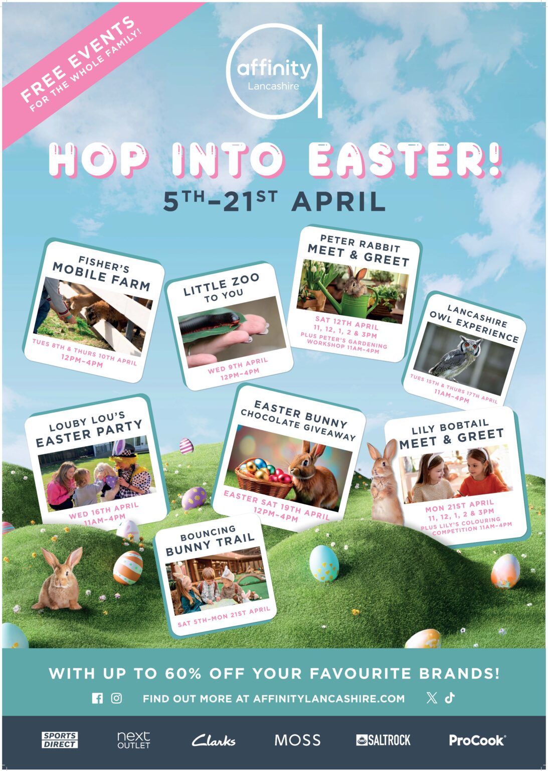 Hop into Easter poster for Affinity Outlet Lancashire