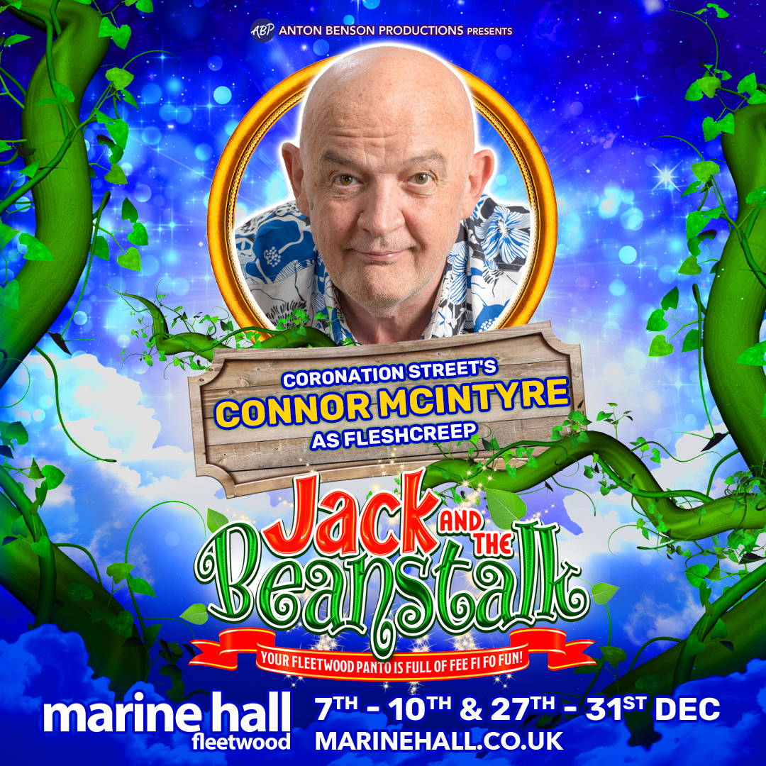 Connor McIntyre starring in Marine Hall's 2026 Panto advert