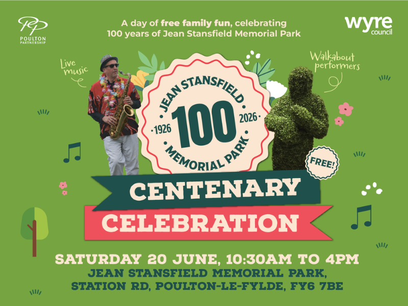 Advert to promote to event to celebrate Jean Stansfield Park centenary