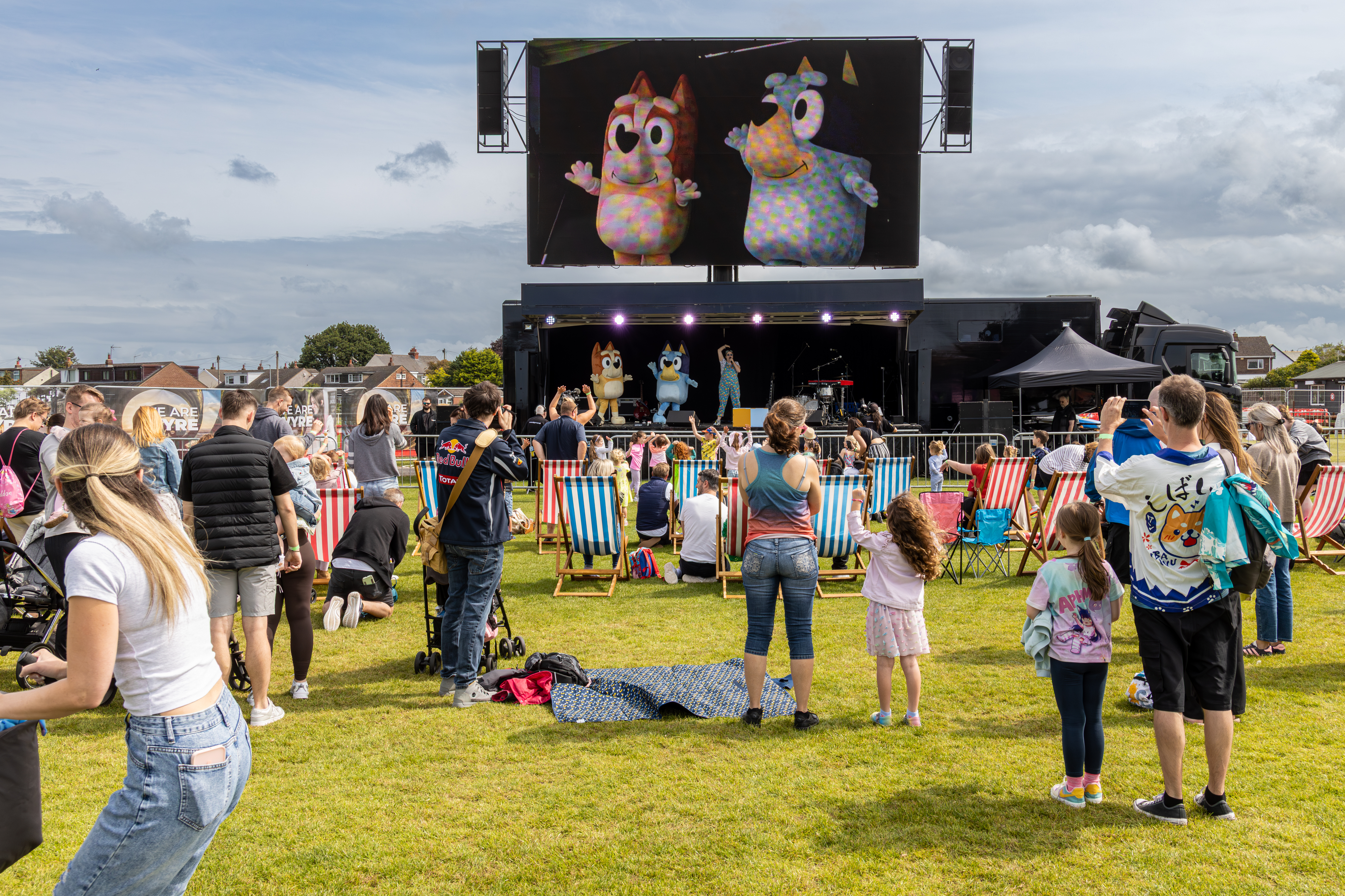 Bluey and Bingo on stage at Wanderland family festival 2025