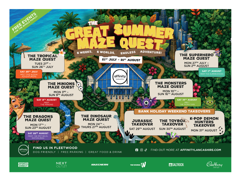 Details of the Maze quest event at Affinity Outlet Lancashire