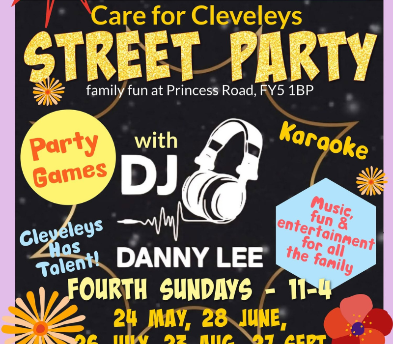 Advert advertising Care for Cleveleys Street Party
