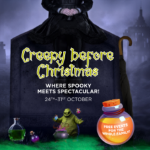 Advert for Affinity Halloween half term event 'Get Creepy Before Christmas at Affinity'